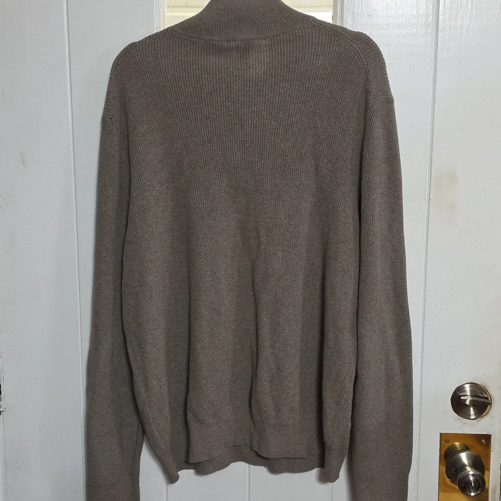 H & M Men's Slim Fit Sweater Grayish Tan? 1/4 Zip Mock Neck Sz 3XL‎ EUC *READ*